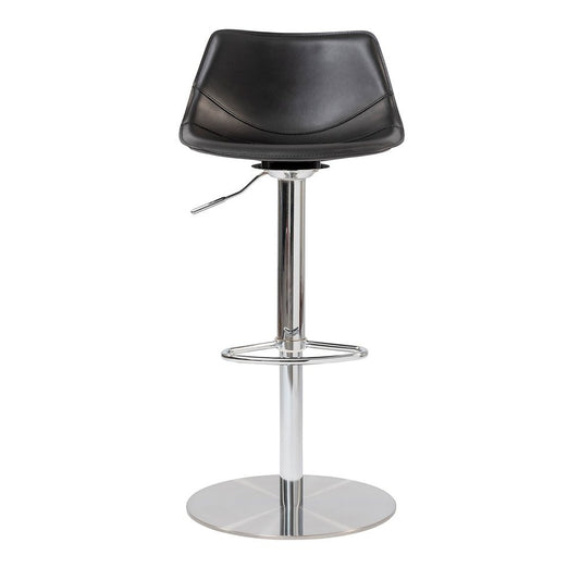 Black And Silver Steel Low Back Bar Height Swivel Bar Chair
