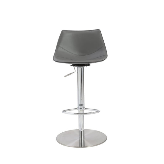 Gray And Silver Steel Low Back Bar Height Swivel Bar Chair