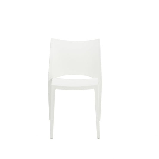 Set of Two White Heavy Duty Plastic Outdoor Stacking Dining Chairs