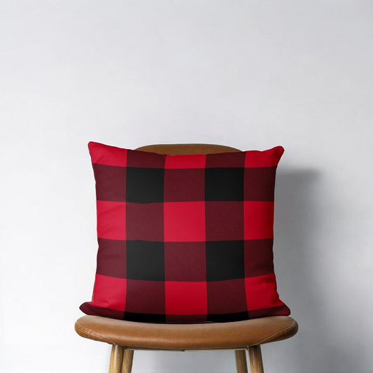 Red and Black Buffalo Plaid Throw Pillow Cover
