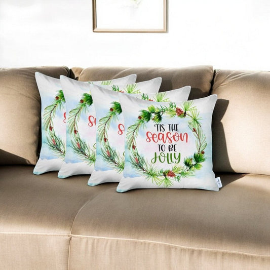 Set of 4 Tis the Season Christmas Throw Pillow Covers