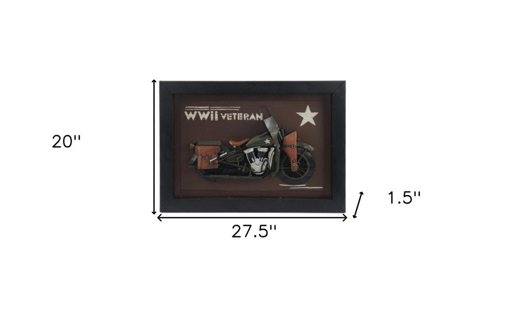 20" Green and Black Metal Hand Painted Figurine Tabletop Sculpture