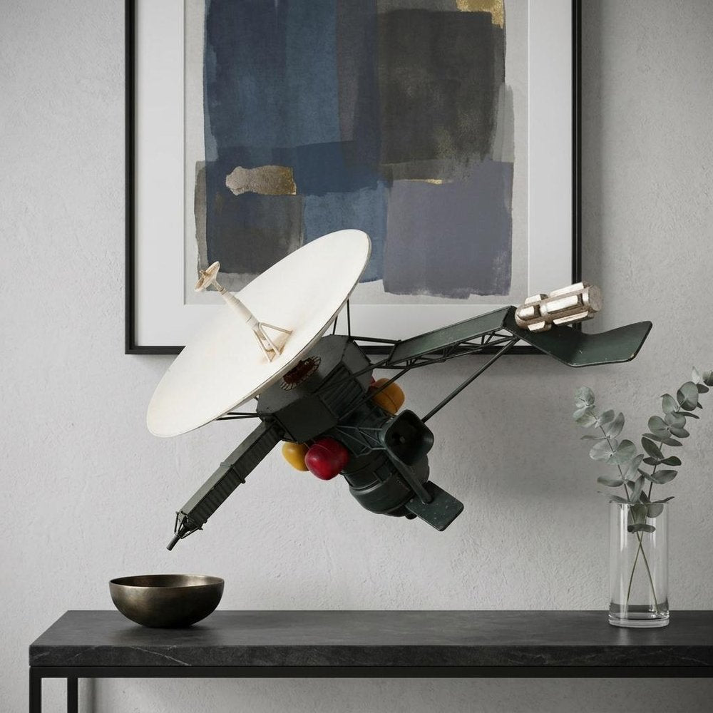 11" Dark Green Metal Hand Painted Model Airplane Tabletop Sculpture