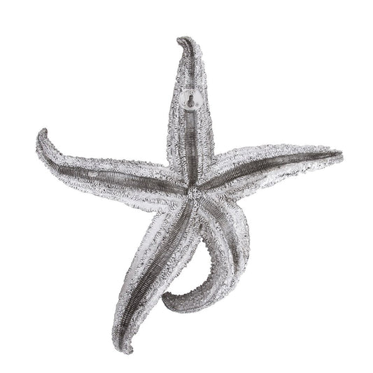 15" Antiqued Silver Resin Starfish Hanging Dimensional Sculpture