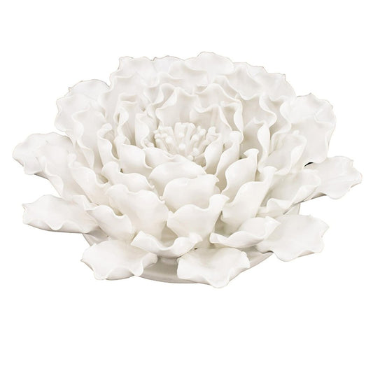 9" Off White Ceramic Flower Hanging Dimensional Sculpture