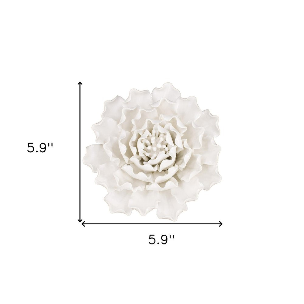 6" Off White Ceramic Flower Hanging Dimensional Sculpture