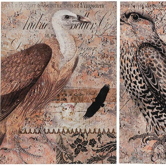 Set of Two Brown Wood Framed Art