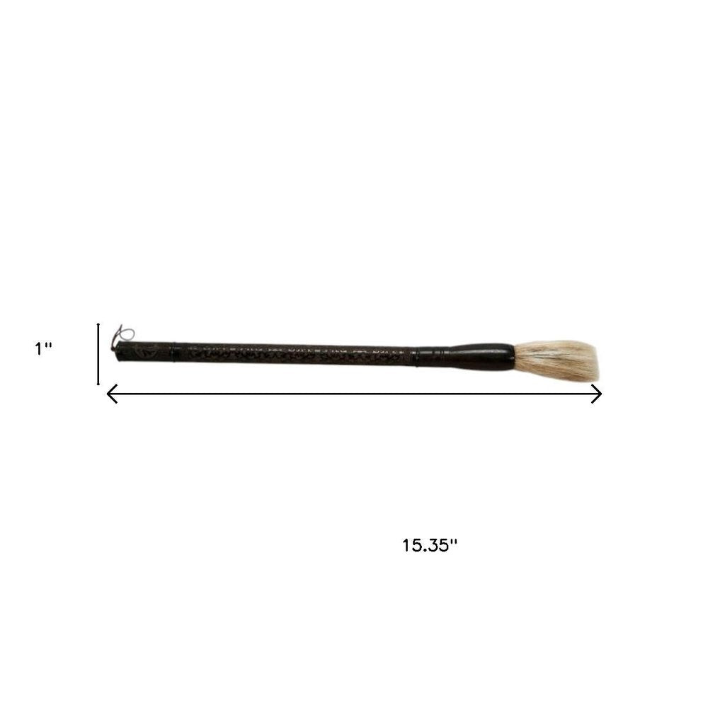 Brown Carved Scroll Wood Decorative Calligraphy Brush