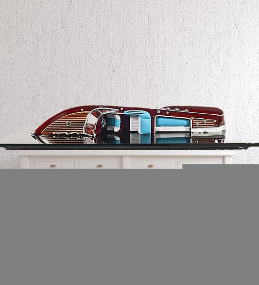 12" Wood Brown Riva Aquarama Half Hull Hand Painted Decorative Boat