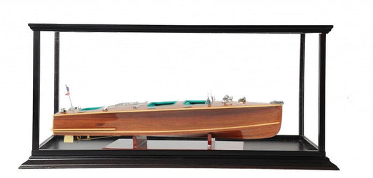 15" Wood Brown c1928 Chris Craft Triple Cockpit Hand Painted Boat with Case