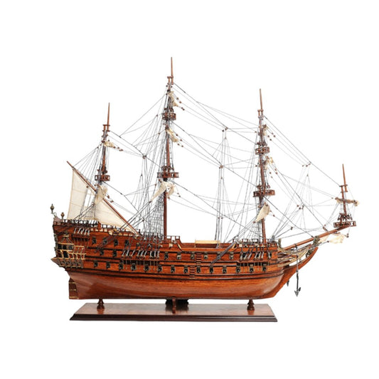 32" Wood Brown Solid Wood Hand Painted c1665 Zeven Provincien Model Boat