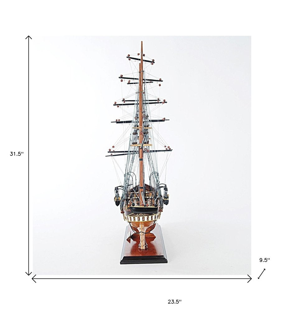 24" Wood Brown Solid Wood Hand Painted 1862 CSS Alabama Model Boat