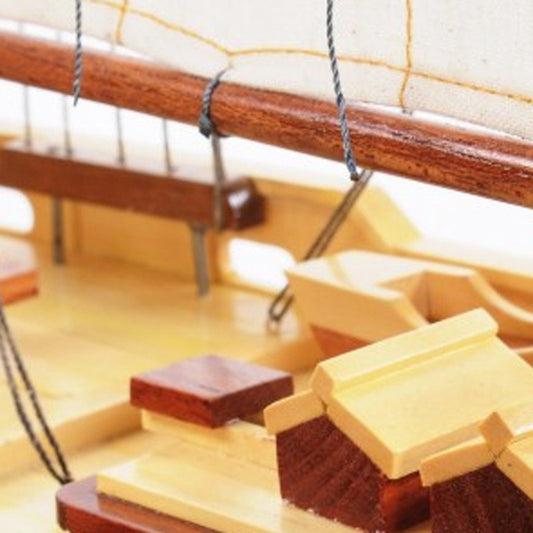 33" Wood Brown Solid Wood Hand Painted Bluenose II Model Boat