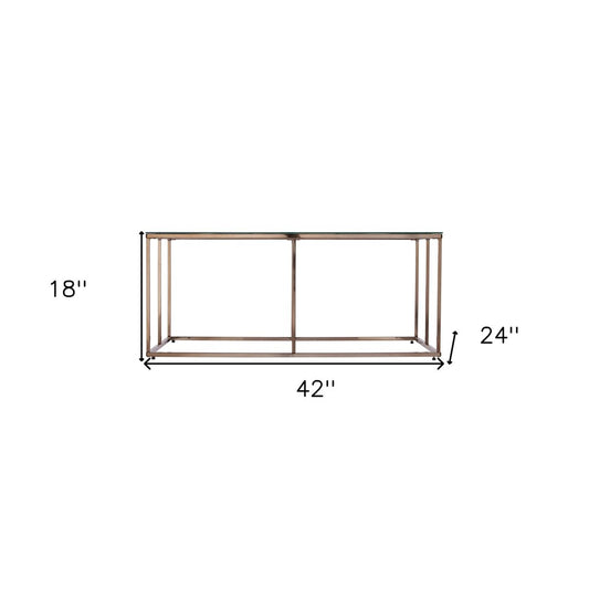 42" Clear and Champagne Glass and Metal Coffee Table