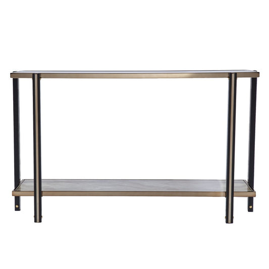 50" Smoky Black and Champagne Mirrored Glass Console Table With Shelf