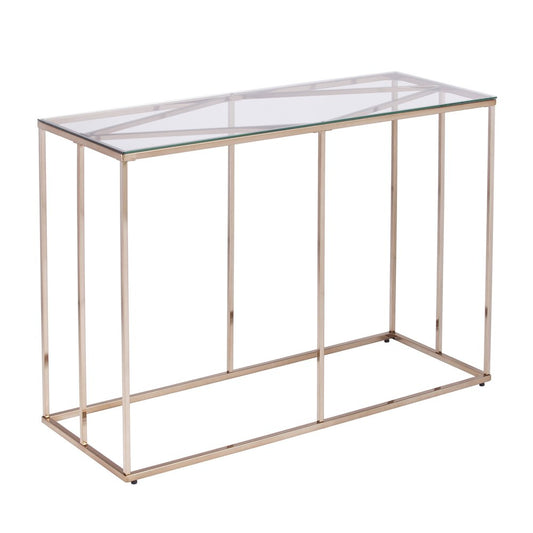 42" Clear and Gold Glass and Metal Frame Console Table
