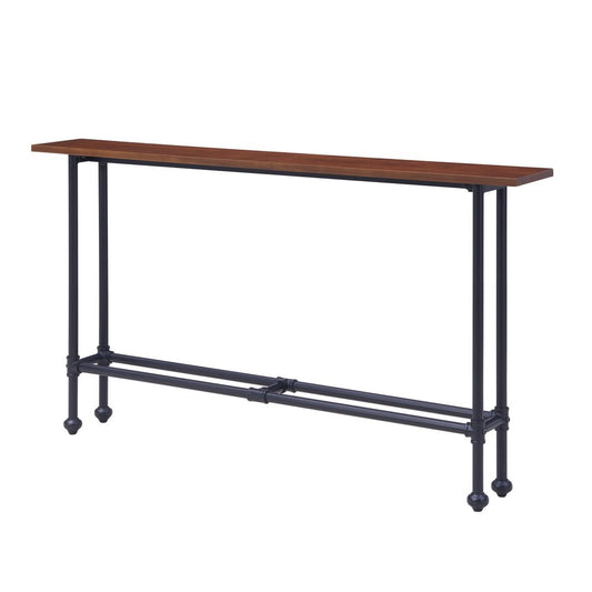 56" Espresso and Black Console Table