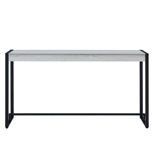 54" White and Black Distressed Sled Console Table