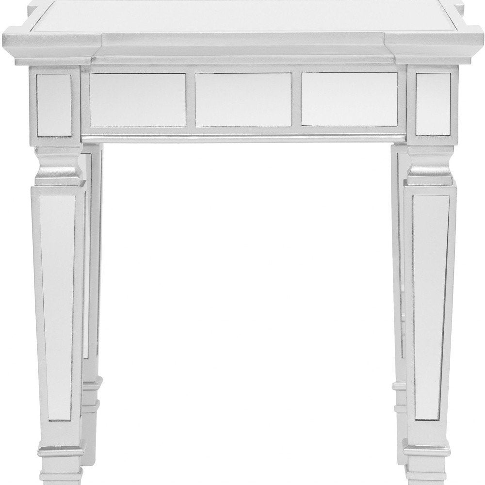 24" Silver Glass Square End Table