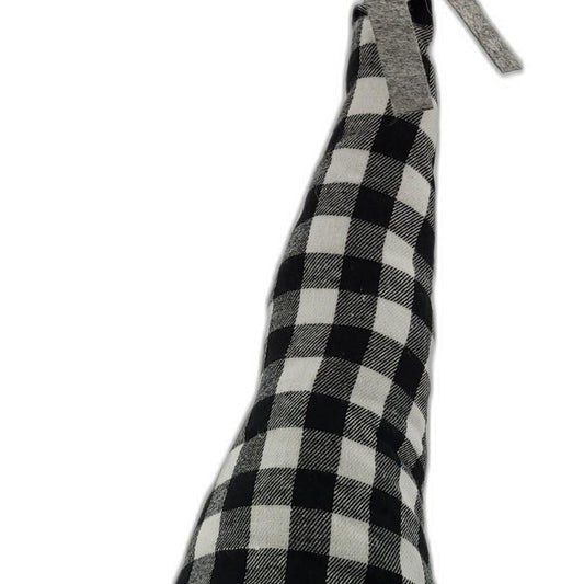 27" Black and White Buffalo Plaid Standing Gnome