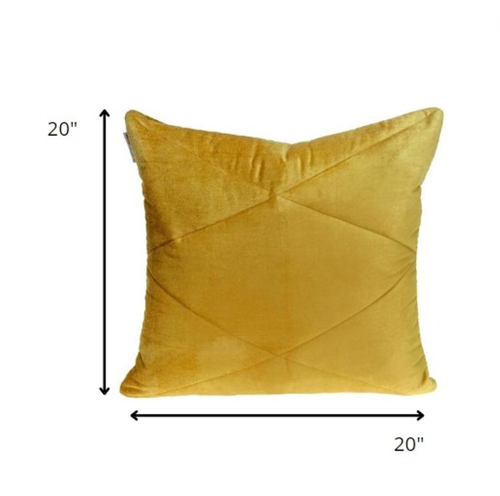 20" Yellow Cotton Blend Throw Pillow