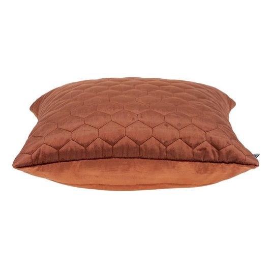 20" Burnt Orange Quilted Honeycomb Velvet Throw Pillow