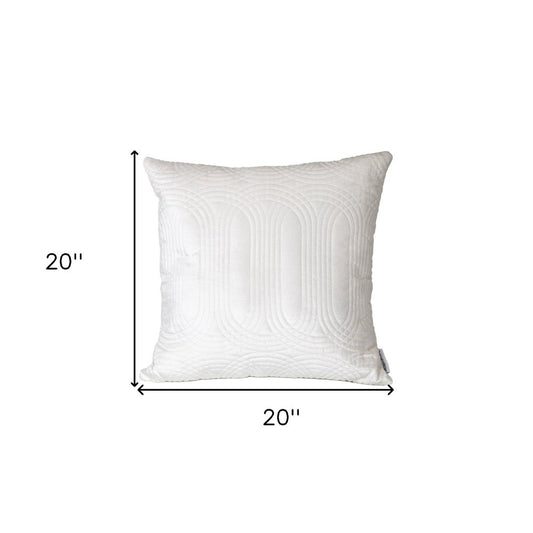 20" White Cotton Blend Throw Pillow