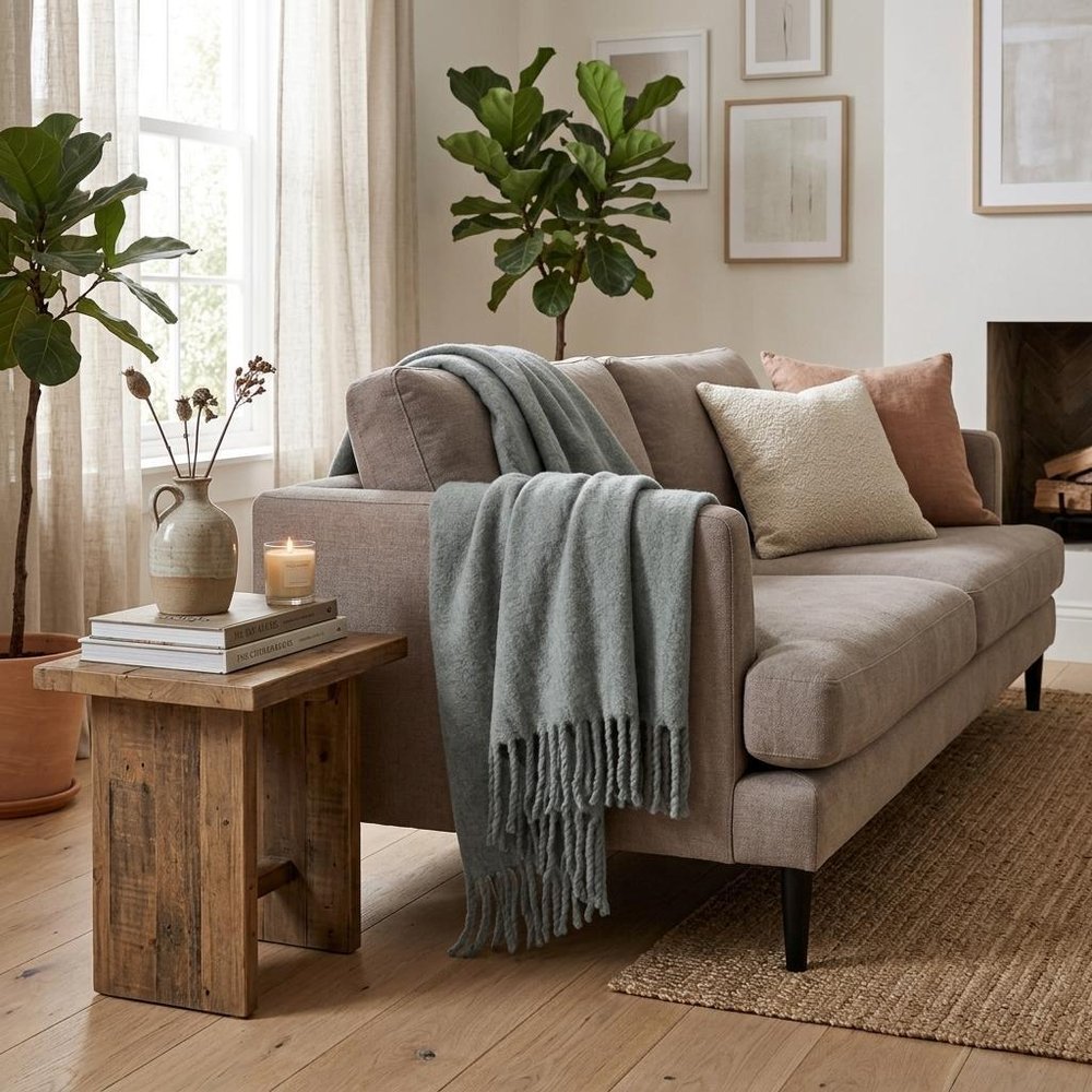 Super Soft Gray Soft Solid Color Handloomed Throw Blanket