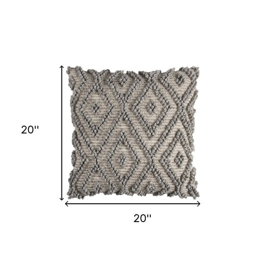 20" Natural And Gray Cotton Throw Pillow