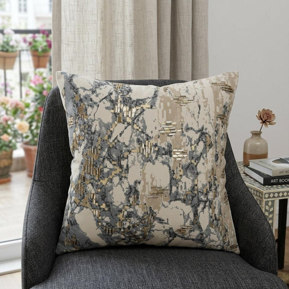 Natural Taupe Marbled Pattern Throw Pillow