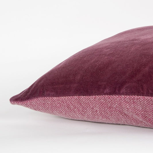 22" Raspberry Cotton Velvet Throw Pillow