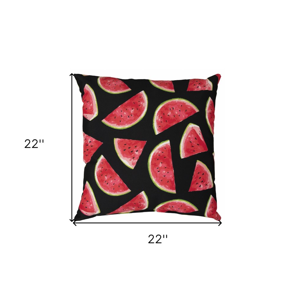 22" Natural And Red Watermelon Indoor Outdoor Throw Pillow