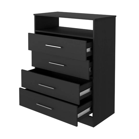 31" Black Wood Four Drawer Dresser