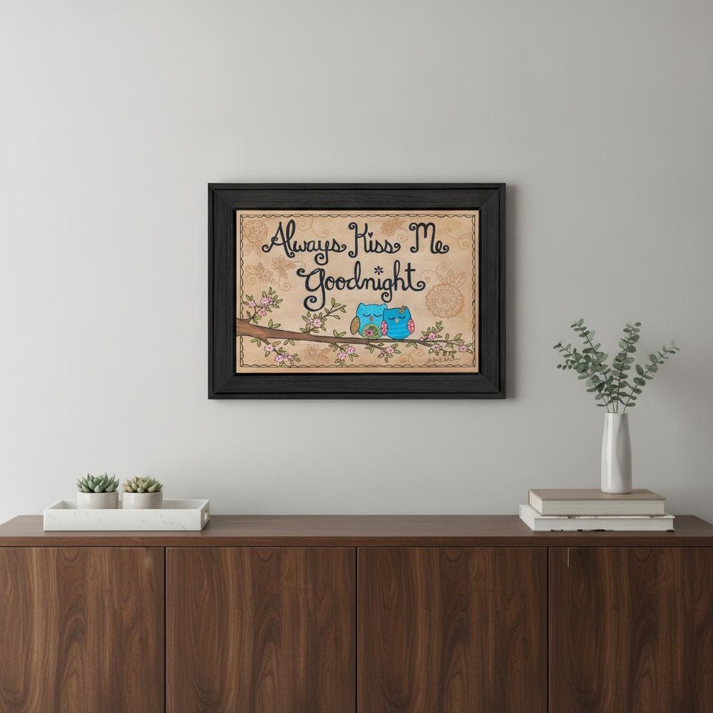 Always Kiss Me Good Night Black Framed Print Wall Art