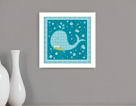 Beetle and Bob Baby Whale White Framed Print Wall Art