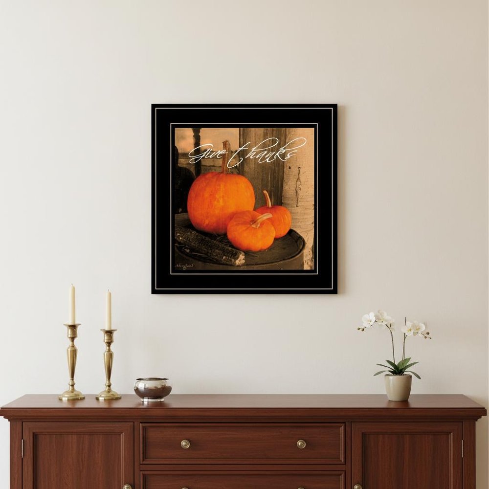 Give Thanks 2 Black Framed Print Wall Art