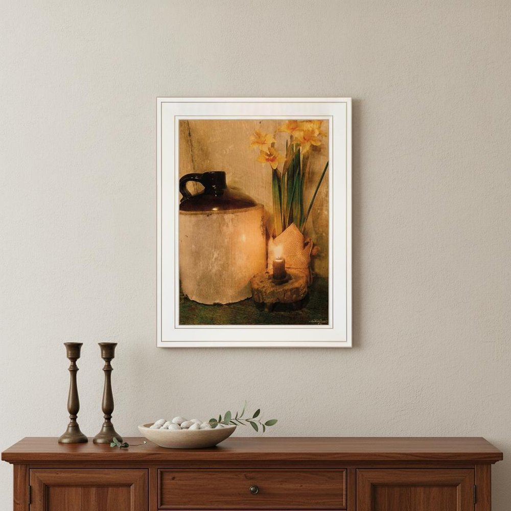Daffodils 1 White Framed Print Wall Art