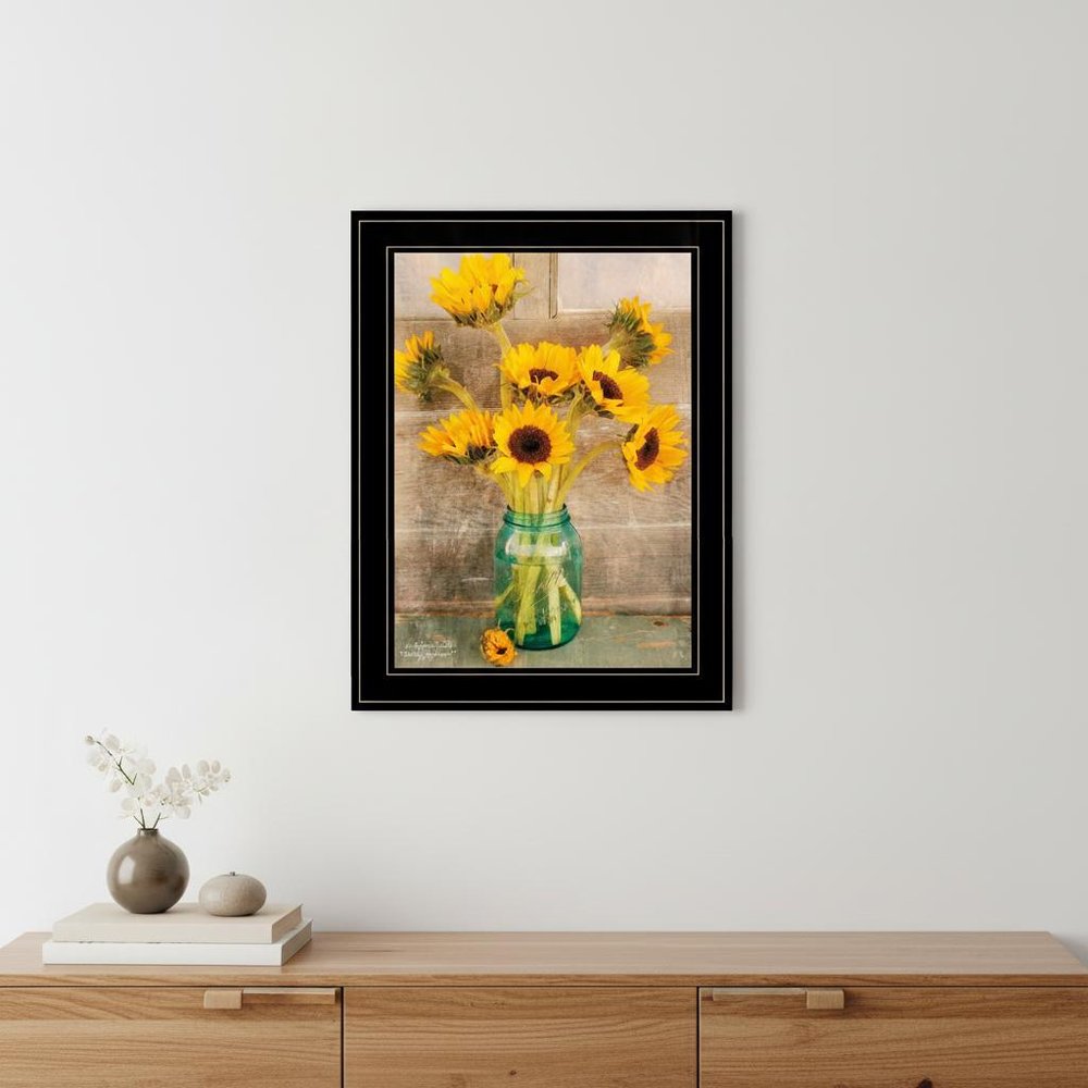 Country Sunflowers I 2 Black Framed Print Wall Art