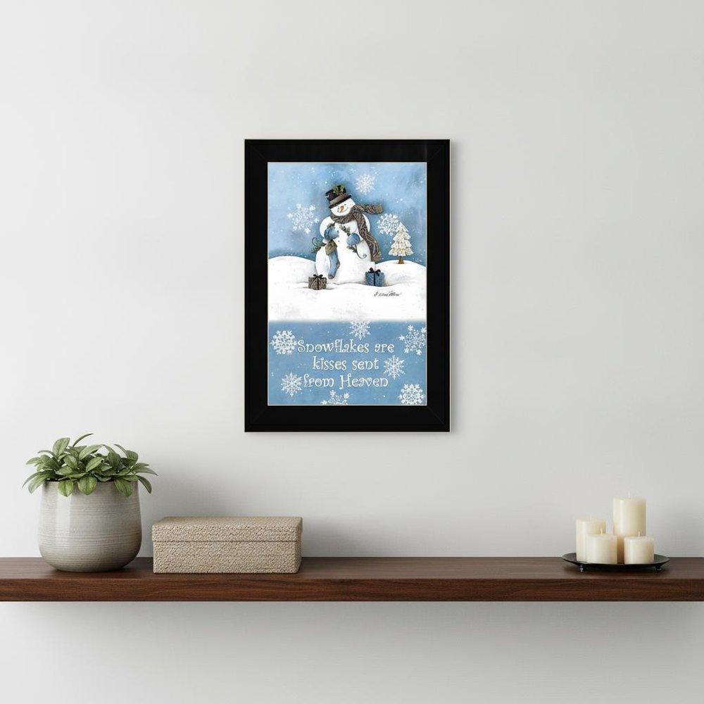Trendy Snowman Black Framed Print Wall Art