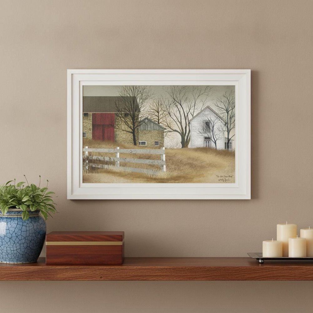 The Old Stone Barn 1 White Framed Print Wall Art
