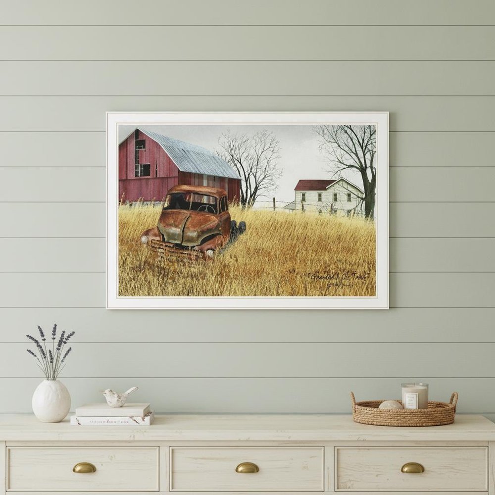 Granddads Old Truck 10 White Framed Print Wall Art