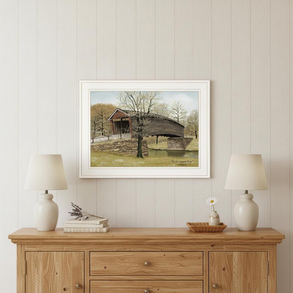 The Old Humpback Bridge 1 White Framed Print Wall Art