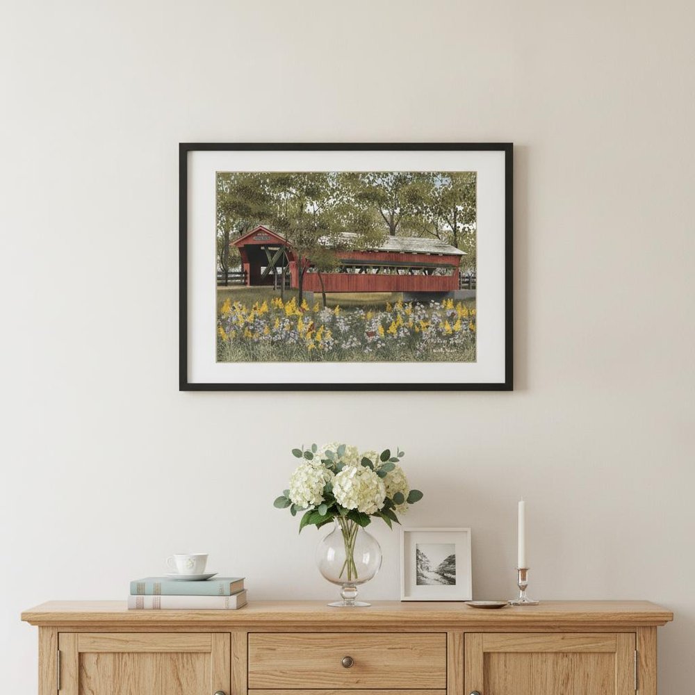 Pottersburg Bridge 2 Black Framed Print Wall Art