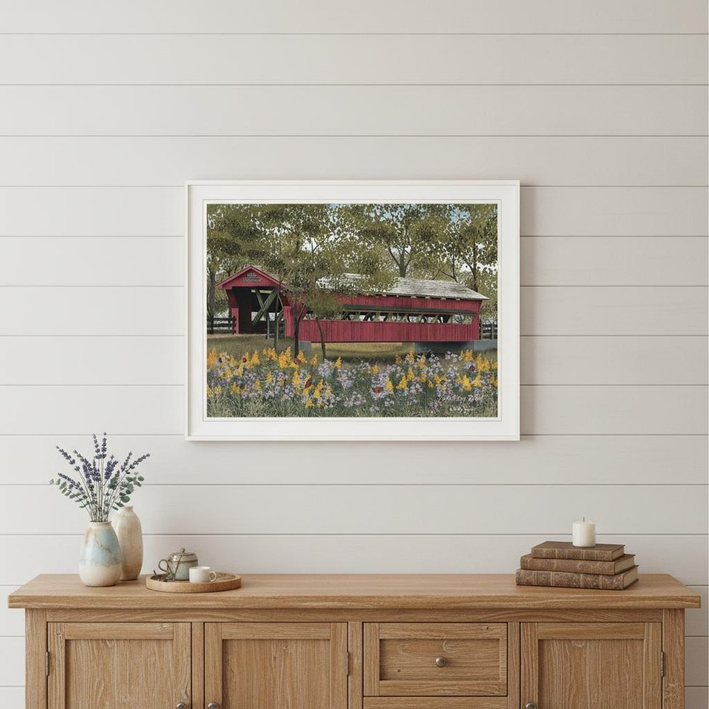 Pottersburg Bridge 4 White Framed Print Wall Art