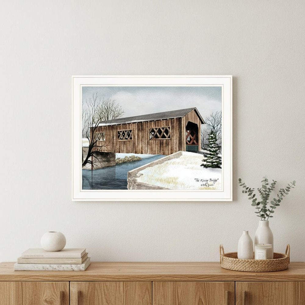 The Kissing Bridge 3 White Framed Print Wall Art