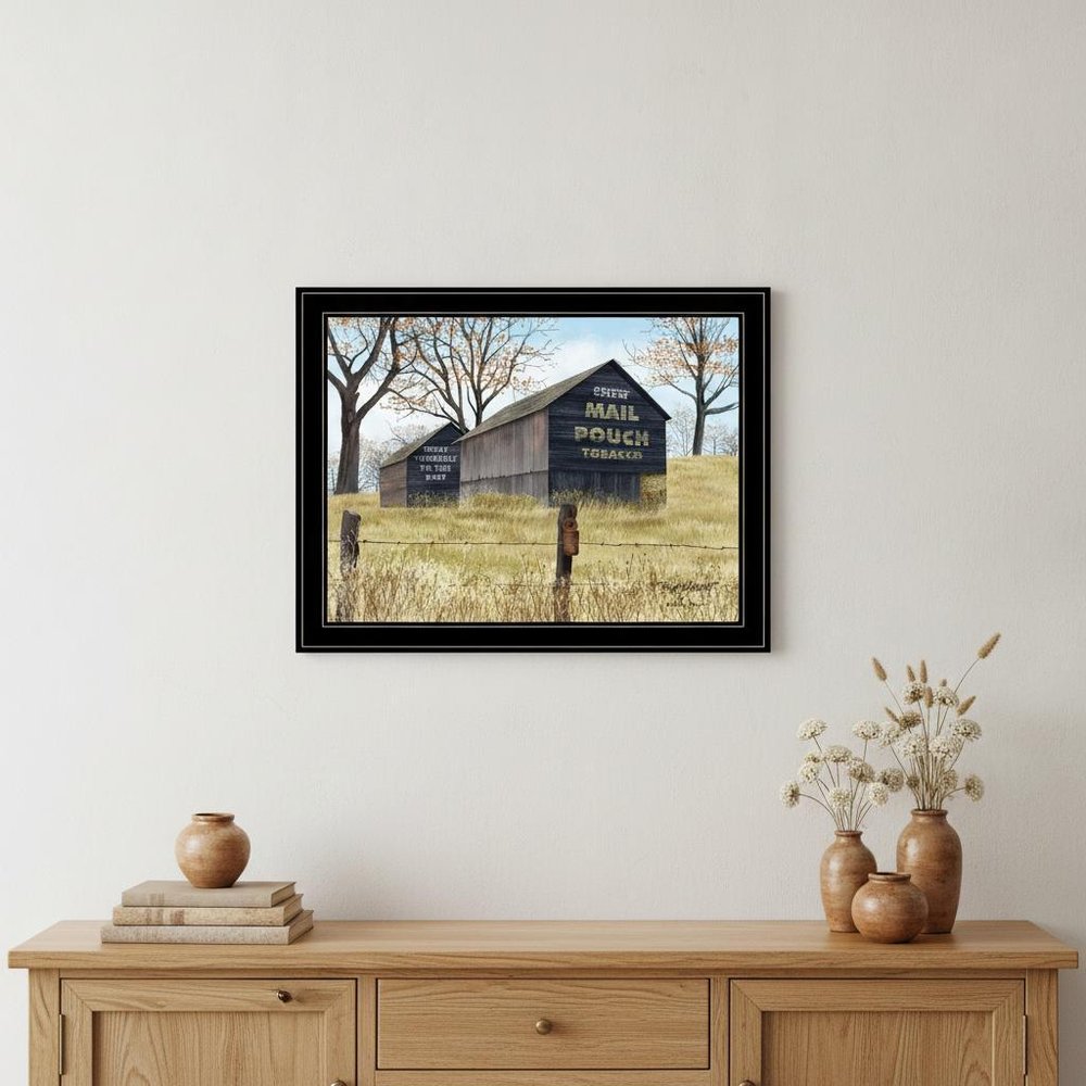 Treat Yourself Mail Pouch Barn 4 Black Framed Print Wall Art