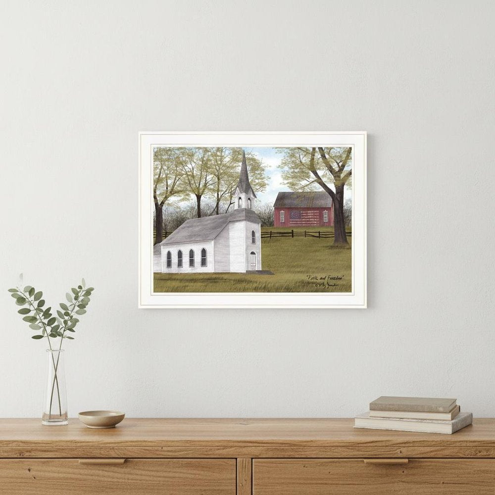 Faith and Freedom 4 White Framed Print Wall Art