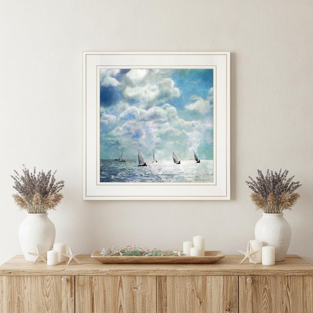 Sailing White Waters 2 White Framed Print Wall Art