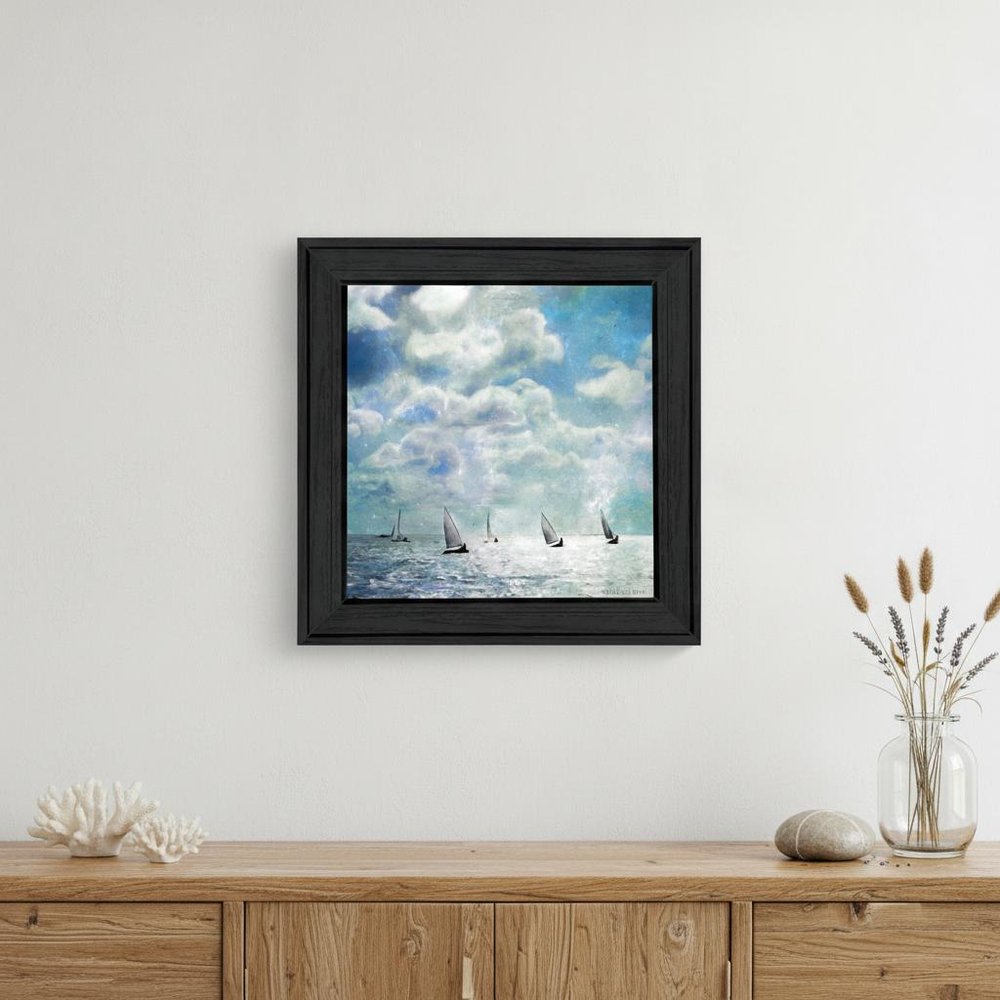 Sailing White Waters 3 Black Framed Print Wall Art