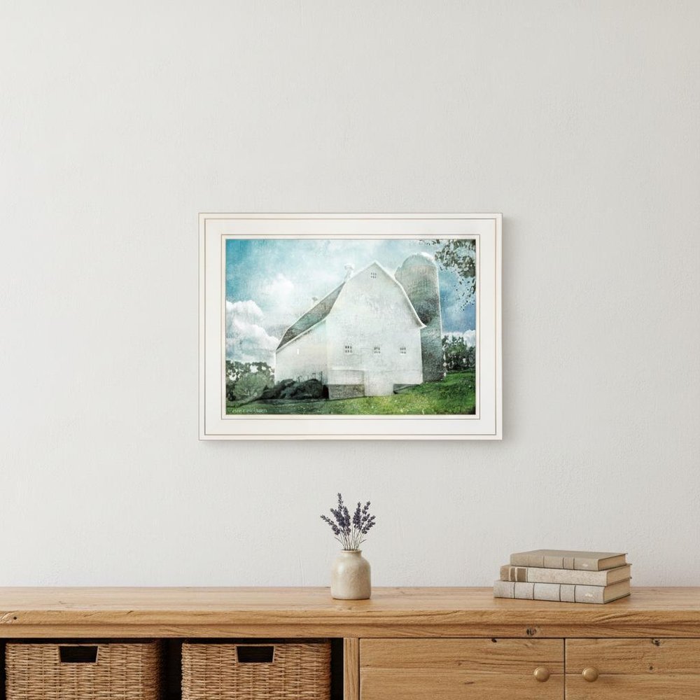 White Barn 1 White Framed Print Wall Art